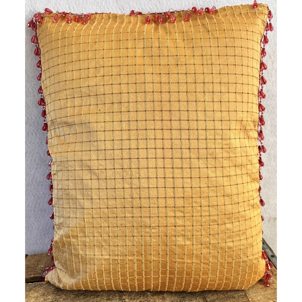 Sateen French Country BEADED Pillow Decorative Edging Rectangle